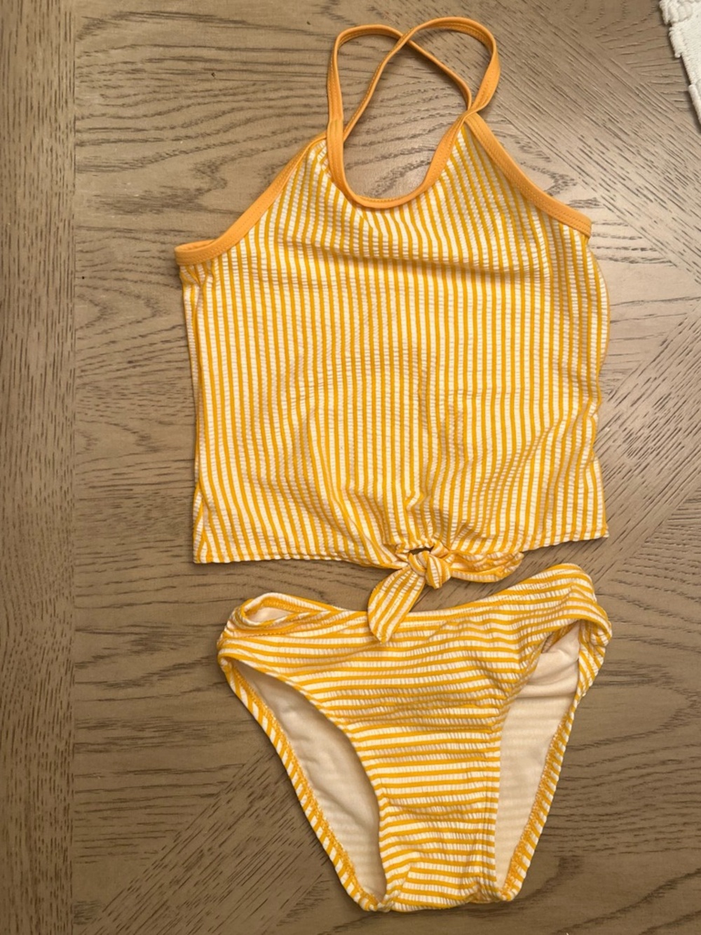 Old Navy Yellow and White Striped Bikini Tankini